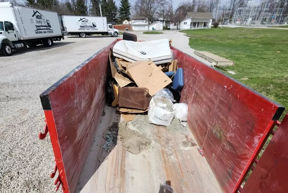 Indianapolis moving company, Move Indy, displays their dumpster for junk removal items.